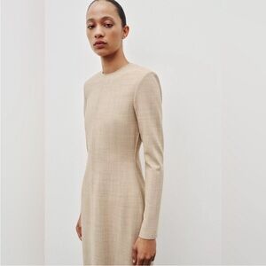 Zara Wool Beige Long Sleeve Dress